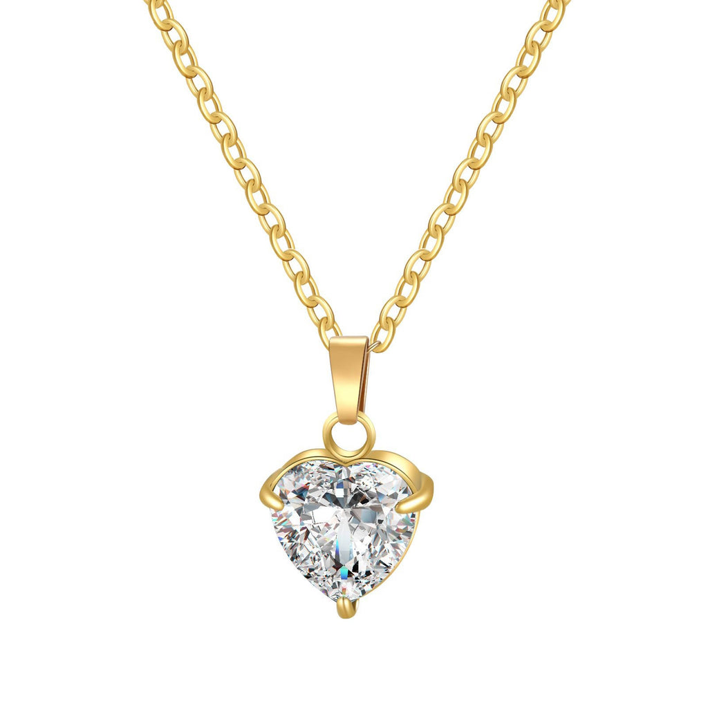 Skinny heart chain necklace 18k gold plated