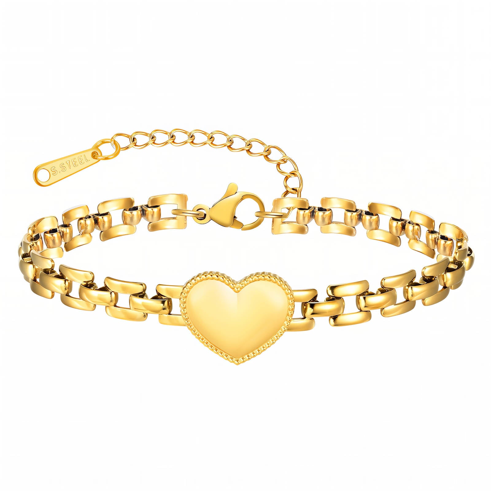 "Heart" Bracelet, 18K Gold Plated TITANNIUM Steel