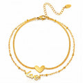 "Hearts" Anklet, 18K Gold Plated Titanium Steel