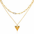 Double chained heart necklace 18k gold plated
